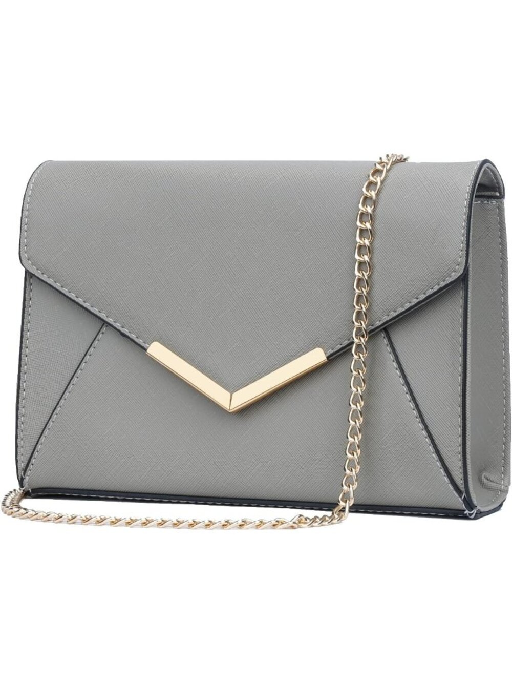 👜 Women's Grey Faux Leather Evening Handbag Party Wedding Prom Clutch Purses